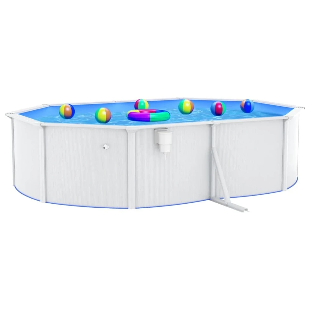 VIDAXL Piscine Ovale Avec Parois En Acier 490x360x120 Cm Blanc 1 VIDAXL Piscine Ovale Avec Parois En Acier 490x360x120 Cm Blanc