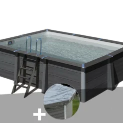 GRE Kit Piscine Composite Avant-garde Rectangulaire 4,66 X 3,26 X 1,24 M + Bâche De