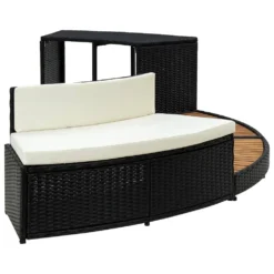 VIDAXL Contour Pour Spa Noir Poly Rotin Et Bois D'acacia Massif -Promos Jardelis Boutique 64351692bc5679.66225999