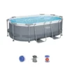 Kit Piscine Complet Bestway – Spinelle Grise – Piscine Ovale Tubulaire 3x2 M. Pompe De Filtration Et Kit De Réparation Inclus