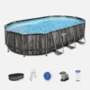 Kit Piscine Géante Complet Bestway – Spinelle – Piscine Ovale Tubulaire 6x3 M Motif Aspect Bois. Pompe De Filtration. Échelle. Bâche