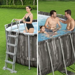 Kit Piscine Géante Complet Bestway – Spinelle – Piscine Ovale Tubulaire 6x3 M Motif Aspect Bois. Pompe De Filtration. Échelle. Bâche -Promos Jardelis Boutique 64467495d3deb4.36070863