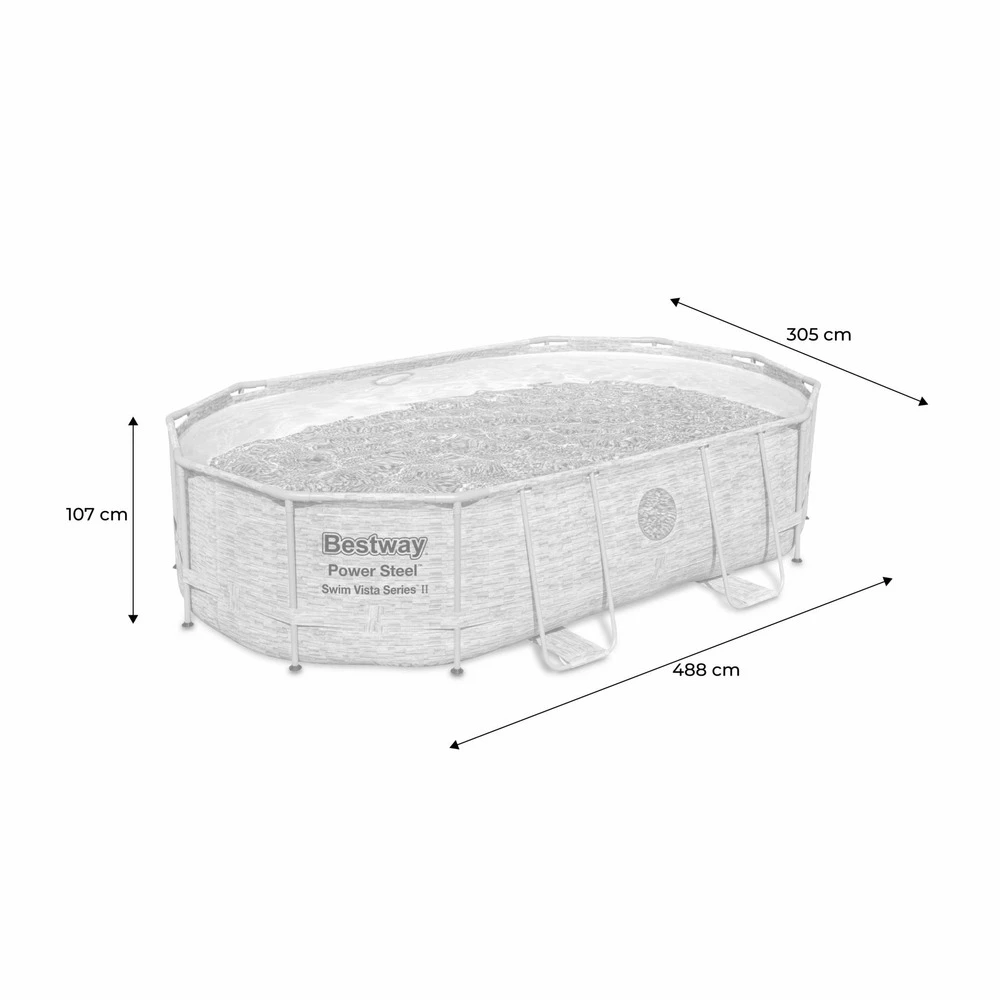 Piscine Tubulaire Bestway - Aventurine Pierre- Imitation Pierre Grise. Piscine Ovale 5x3m Avec Pompe De Filtration à Sable. Hublots. 5 Piscine Tubulaire Bestway - Aventurine Pierre- Imitation Pierre Grise. Piscine Ovale 5x3m Avec Pompe De Filtration à Sable. Hublots. – Image 5