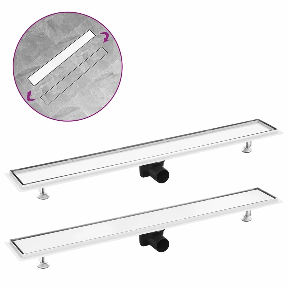 VIDAXL Drain De Douche Avec Couvercle 2 En 1 93x14 Cm Acier Inoxydable 1 VIDAXL Drain De Douche Avec Couvercle 2 En 1 93x14 Cm Acier Inoxydable