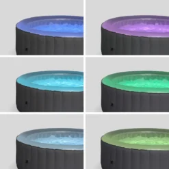 Spa Mspa Gonflable Rond – Glow 6 Gris - Spa Gonflable 6 Personnes Rond Avec Bande Led Intérieure. Système Anti-gel. Désinfection -Promos Jardelis Boutique 64627b8c5697f4.48338536