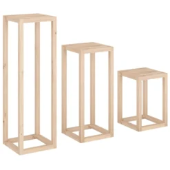 VIDAXL Ensemble De Supports Pour Plantes 3 Pcs Bois De Pin Massif -Promos Jardelis Boutique 64798cbdd157b2.65238873