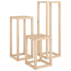 VIDAXL Ensemble De Supports Pour Plantes 3 Pcs Bois De Pin Massif -Promos Jardelis Boutique 64798cbdd91035.06642100