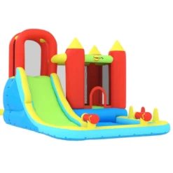 Happy Hop Château Gonflable Avec Toboggan Et Piscine 298x400x221 Cm -Promos Jardelis Boutique 648c445731b741.55965624