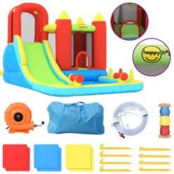 Happy Hop Château Gonflable Avec Toboggan Et Piscine 298x400x221 Cm -Promos Jardelis Boutique 648c4457387729.85464399