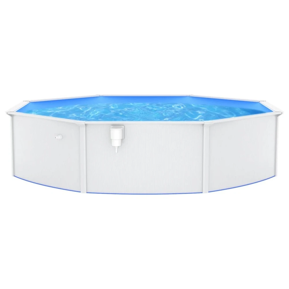 VIDAXL Piscine Ronde Avec Parois En Acier 550x120 Cm Blanc 3 VIDAXL Piscine Ronde Avec Parois En Acier 550x120 Cm Blanc – Image 3