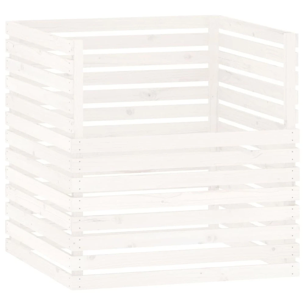 VIDAXL Composteur Blanc 100x100x102 Cm Bois Massif De Pin 2 VIDAXL Composteur Blanc 100x100x102 Cm Bois Massif De Pin – Image 2