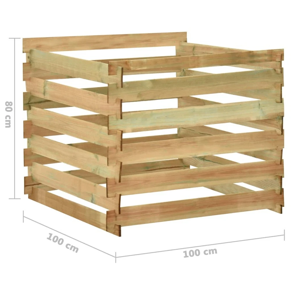 VIDAXL Composteur De Jardin à Lattes 100x100x80cm Bois De Pin Imprégné 5 VIDAXL Composteur De Jardin à Lattes 100x100x80cm Bois De Pin Imprégné – Image 5