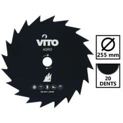 Lame De Coupe Débroussailleuse 255mm Vito 20 Dents Alesage 25.4 -Promos Jardelis Boutique c077bc3b0a12bb8e